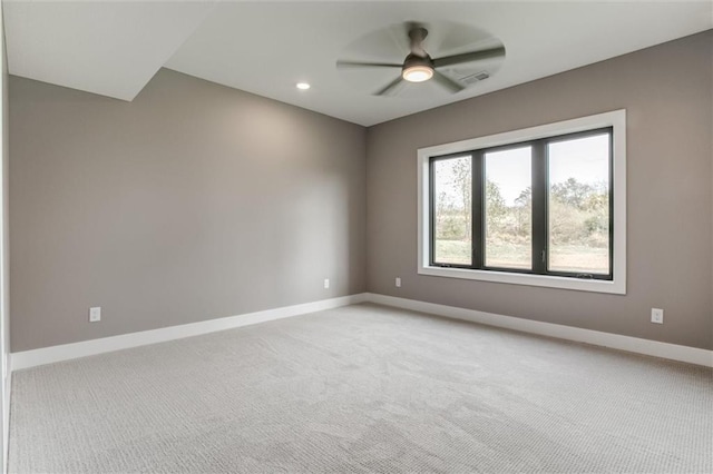 3411 S Mize Ridge Ct, Independence, MO 64057 - empty room with baseboards, light carpet, ceiling fan, and recessed lighting