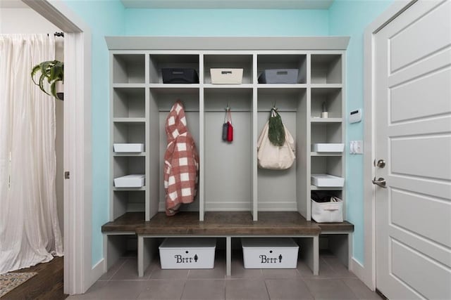 mudroom with tile patterned flooring