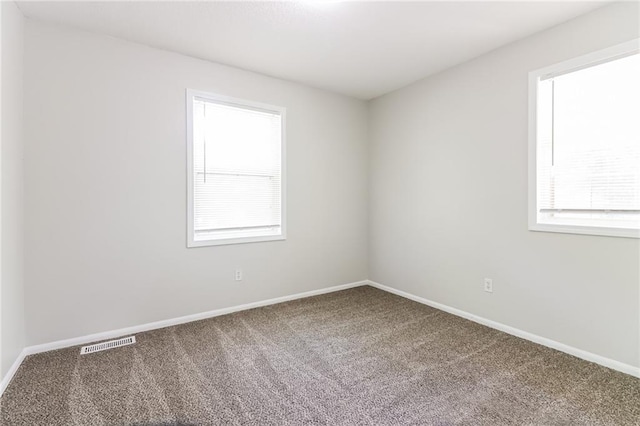 carpeted spare room with a healthy amount of sunlight