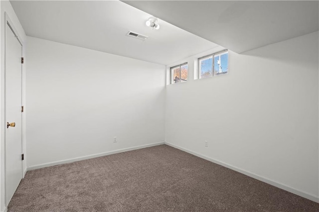 basement with carpet floors