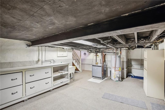 basement with gas water heater