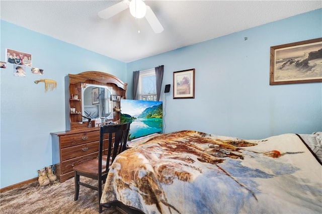 bedroom with carpet floors and ceiling fan