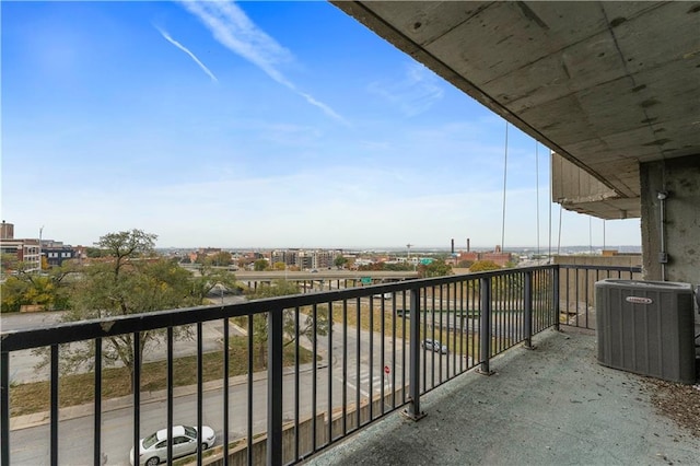 balcony featuring central AC unit