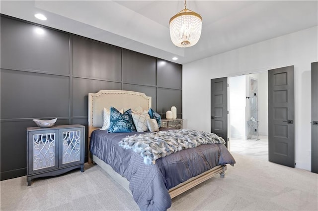 12967 S Constance St, Olathe, KS 66062 - bedroom with a chandelier, recessed lighting, and carpet