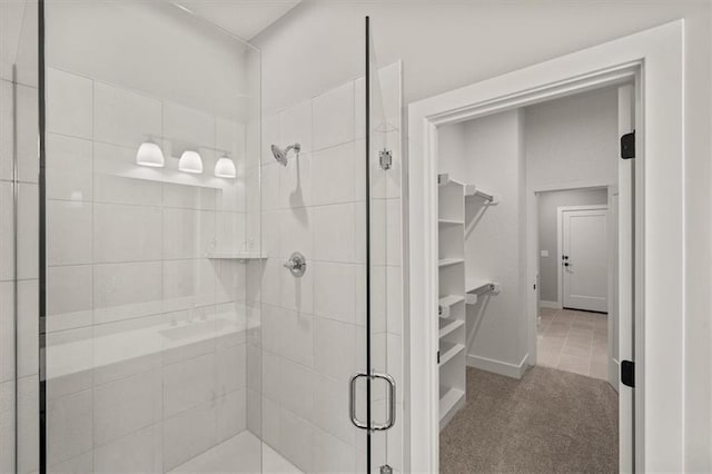 bathroom with a stall shower