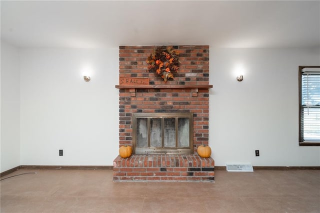 living room with a fireplace