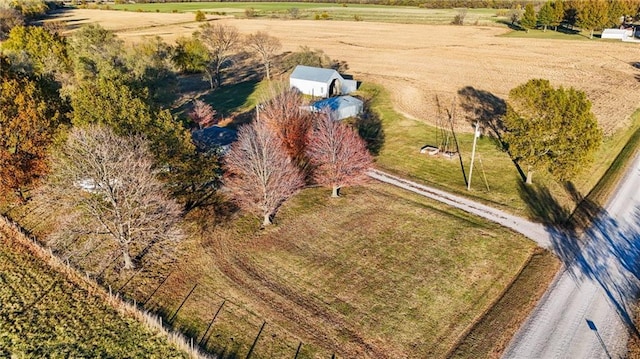 drone / aerial view with a rural view