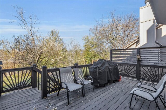 deck featuring grilling area