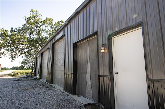 exterior space with a garage