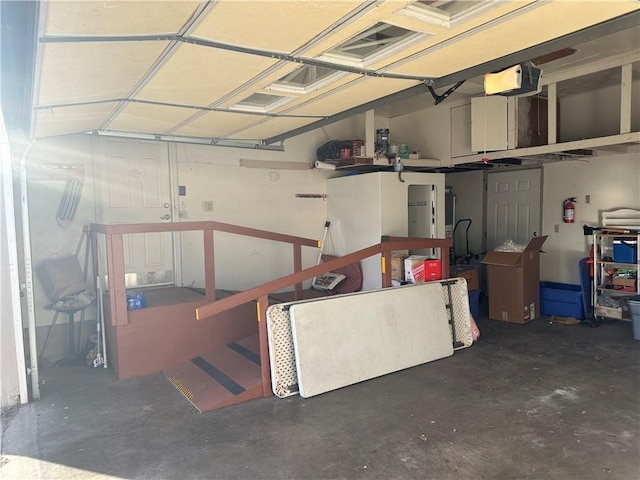 garage with a garage door opener