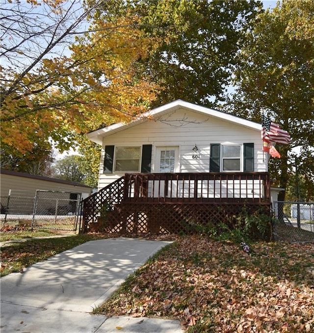 view of front facade with a deck