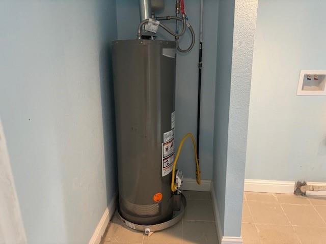 utility room with gas water heater