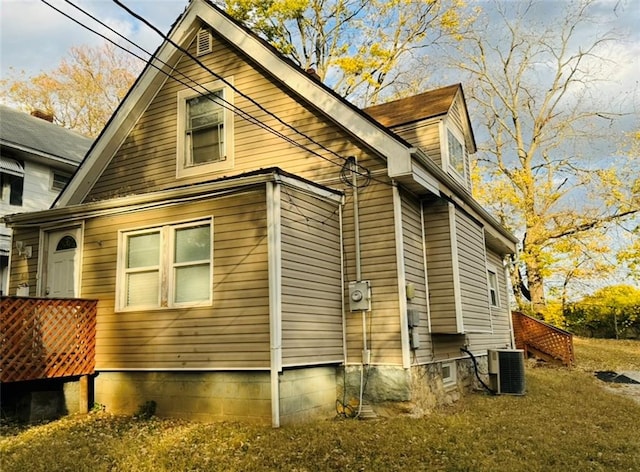 view of property exterior featuring central air condition unit