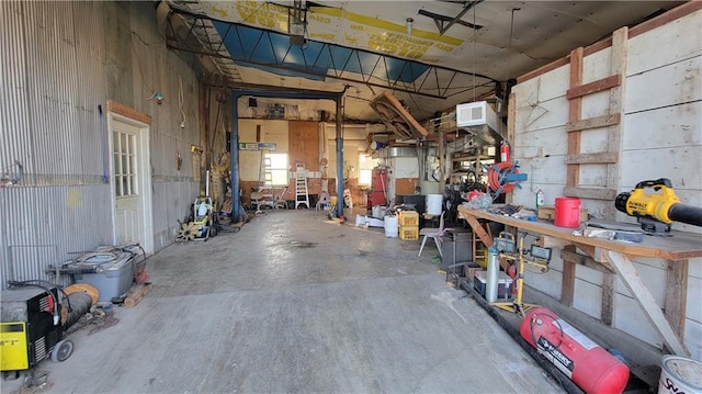 interior space with a workshop area