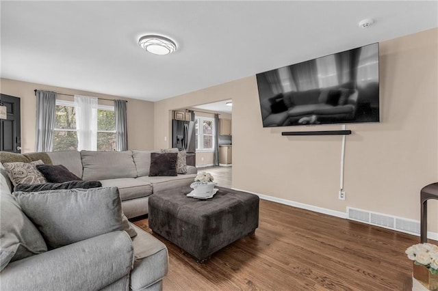 living room featuring hardwood / wood-style flooring