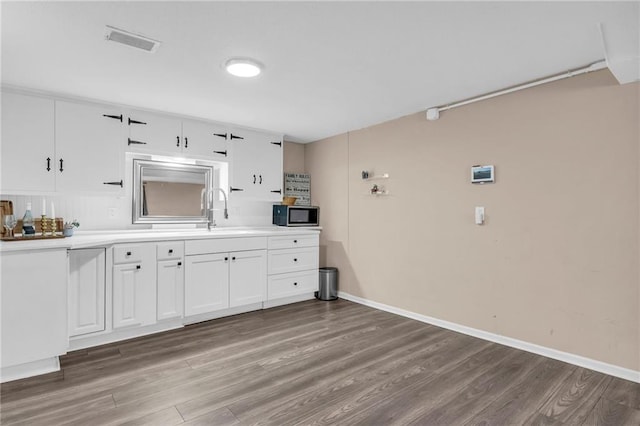 bathroom with wood-type flooring and sink