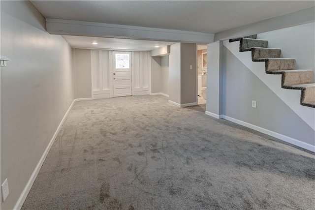 basement with carpet