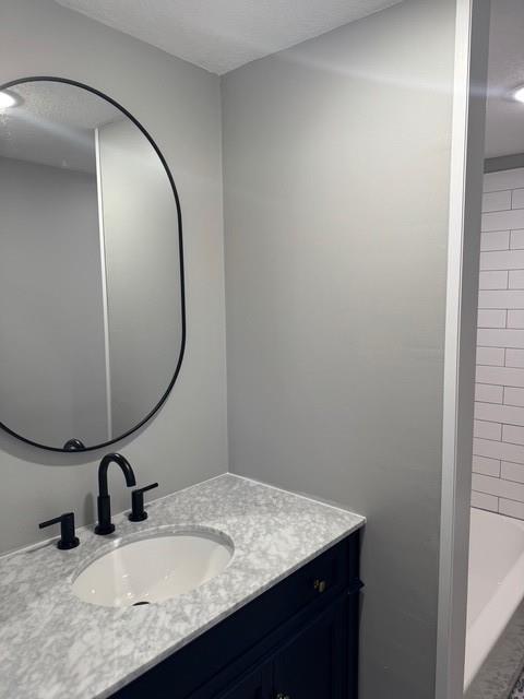 bathroom featuring vanity and a bath