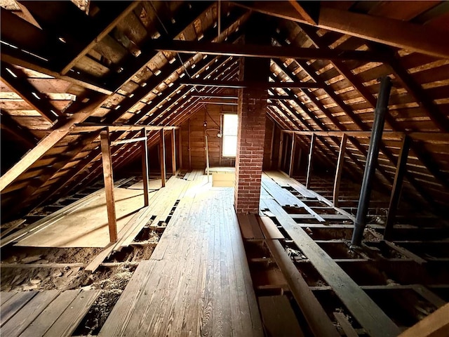 view of unfinished attic