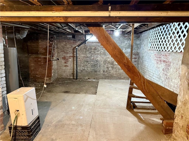 basement featuring water heater