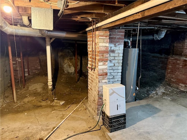 basement with water heater