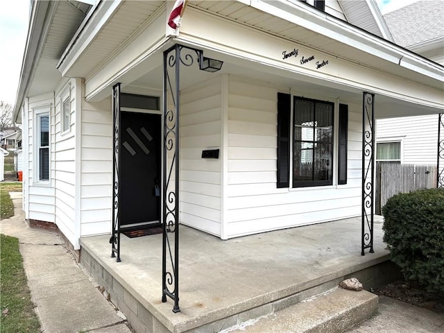 property entrance with a porch