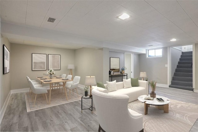 living room featuring light hardwood / wood-style flooring