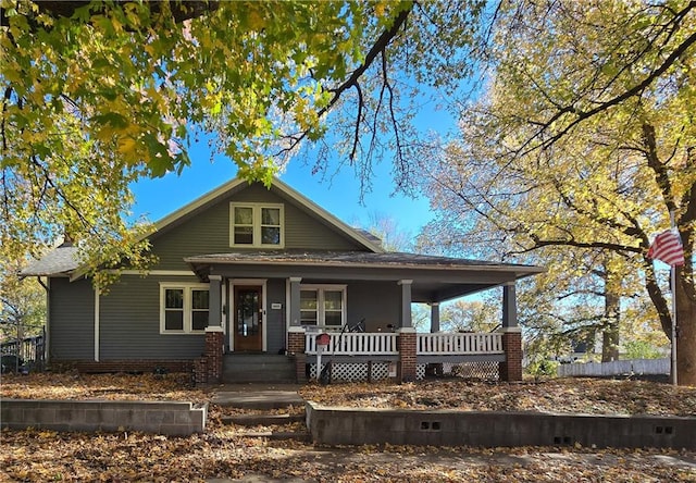 view of front of home featuring covered porch