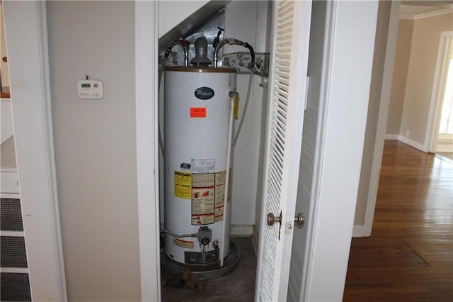 utility room featuring gas water heater