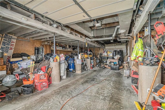 garage with a garage door opener