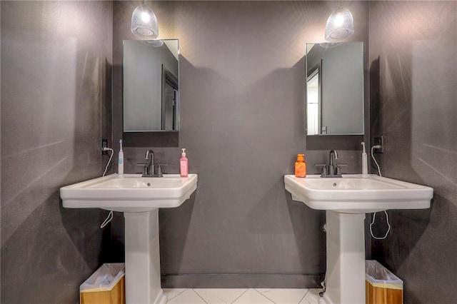 bathroom with tile patterned flooring