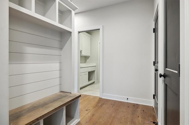 mudroom featuring light hardwood / wood-style flooring