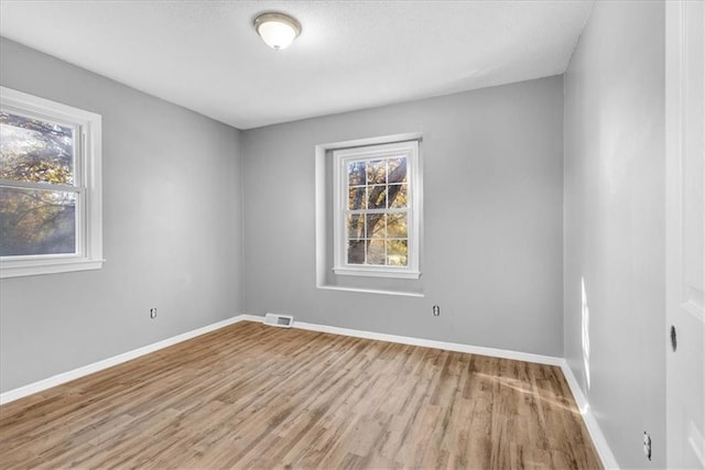 spare room featuring light wood-type flooring