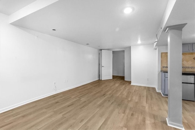 unfurnished living room with light hardwood / wood-style flooring