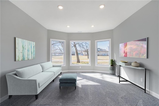 living room featuring carpet flooring