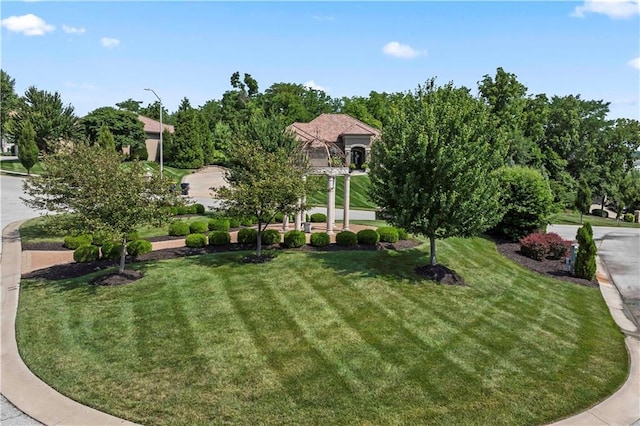 view of home's community with a lawn