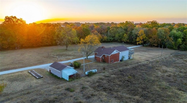 view of aerial view at dusk