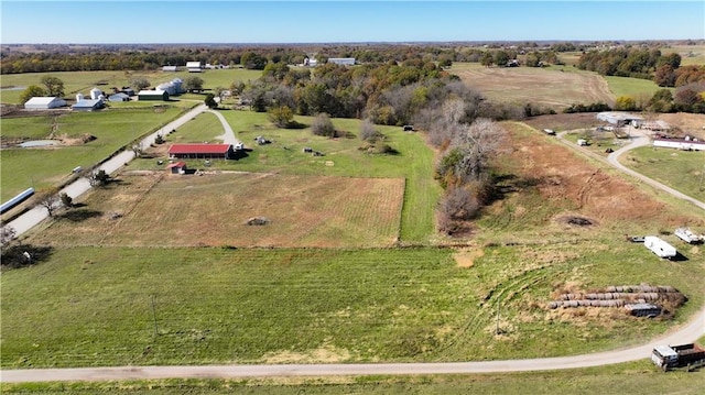 bird's eye view with a rural view