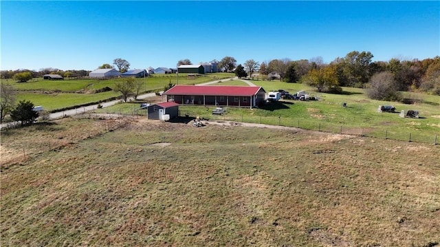 drone / aerial view with a rural view