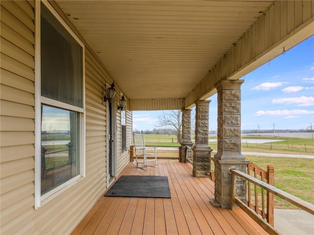 deck with covered porch