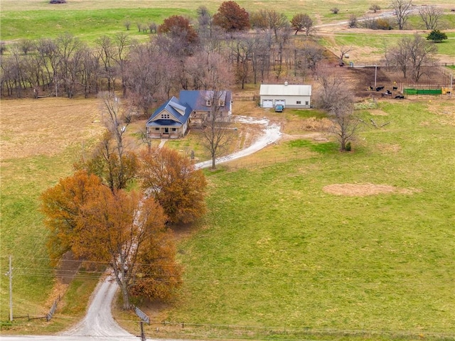 aerial view with a rural view