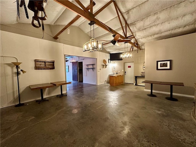 garage with ceiling fan