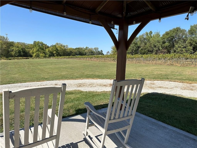 view of yard with a gazebo and a patio area