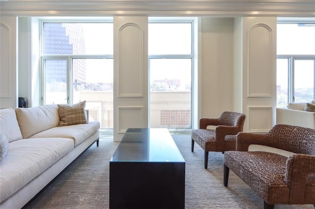 living room with plenty of natural light