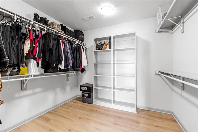 walk in closet featuring wood-type flooring