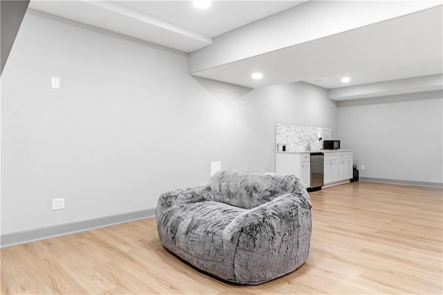 living area featuring light wood-type flooring