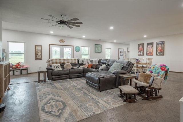 5528 Lostine Rd, Galena, KS 66739 - living area featuring recessed lighting, a ceiling fan, and a wealth of natural light