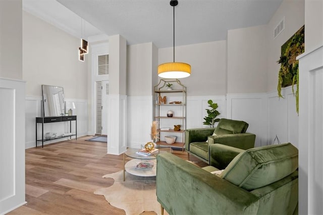 living room featuring light wood-type flooring