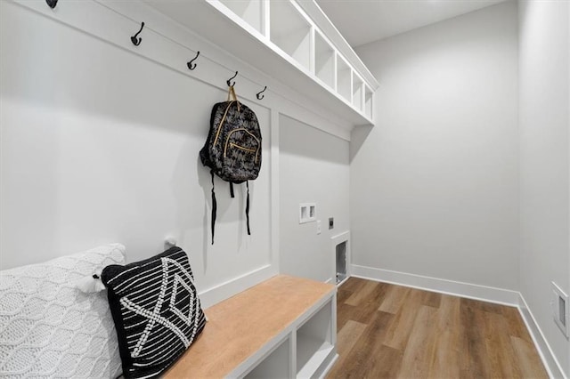 mudroom featuring wood-type flooring