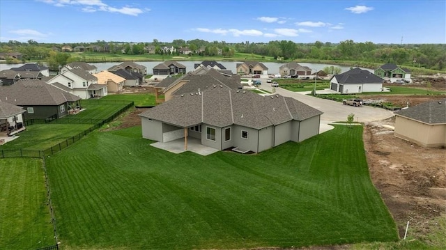 4287 Lake Shore Ct, Basehor, KS 66007 - birds eye view of property with a water view and a residential view